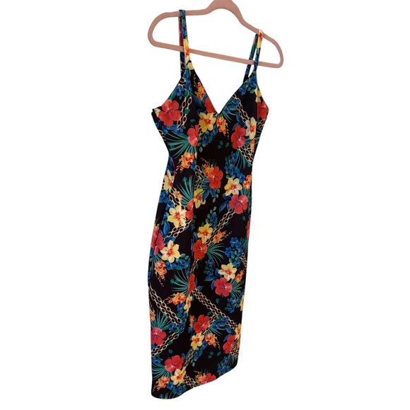 Jane Norman London Floral Tropical Bodycon Dress Black Multicolor US 8 / UK 12 - Picture 4 of 11